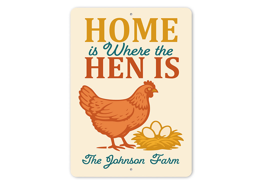 Farmhouse Wall Art - Home Is Where the Hen Is Aluminum