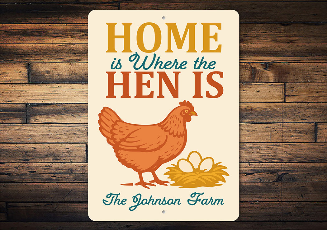 Farmhouse Wall Art - Home Is Where the Hen Is Aluminum