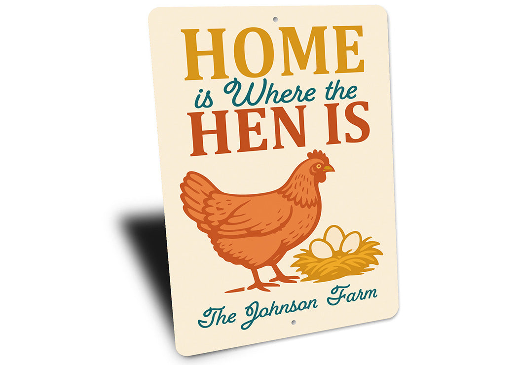 Farmhouse Wall Art - Home Is Where the Hen Is Aluminum