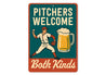 Dual-Meaning Pitcher Sign Baseball & Beer Aluminum Art