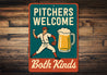 Dual-Meaning Pitcher Sign Baseball & Beer Aluminum Art