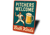Dual-Meaning Pitcher Sign Baseball & Beer Aluminum Art