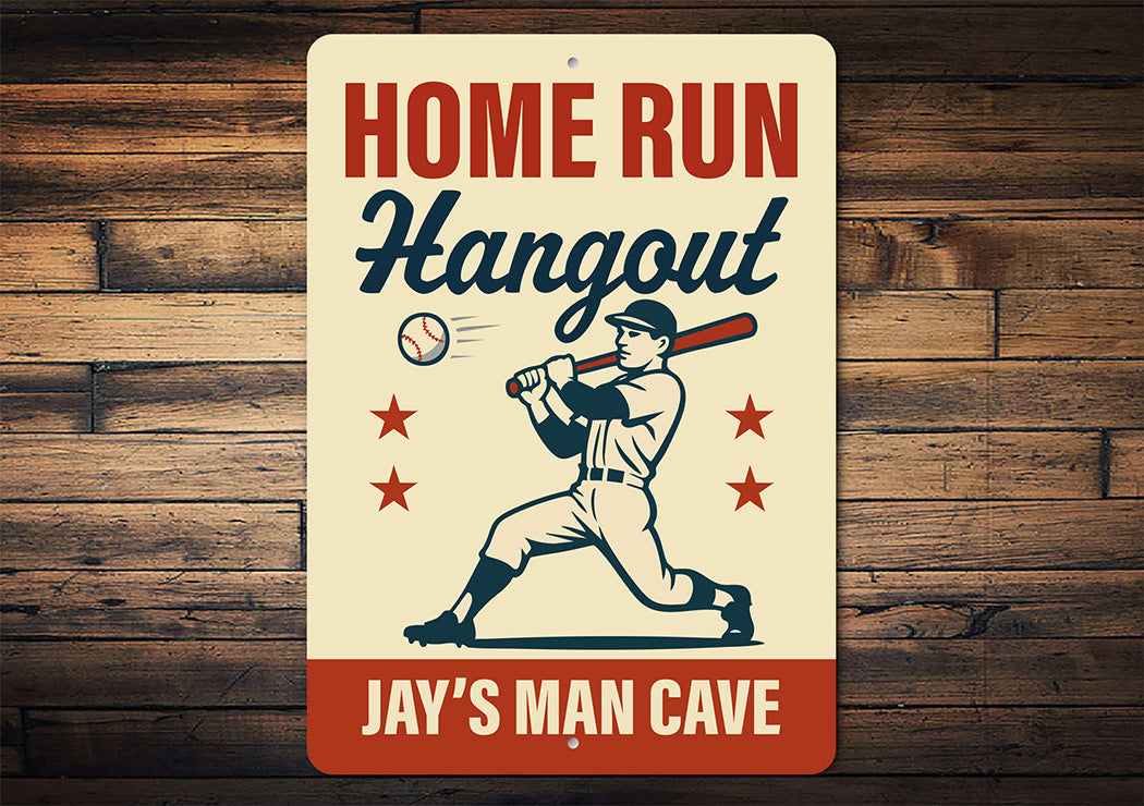 Personalized Sports Den Sign Home Run Hangout Metal