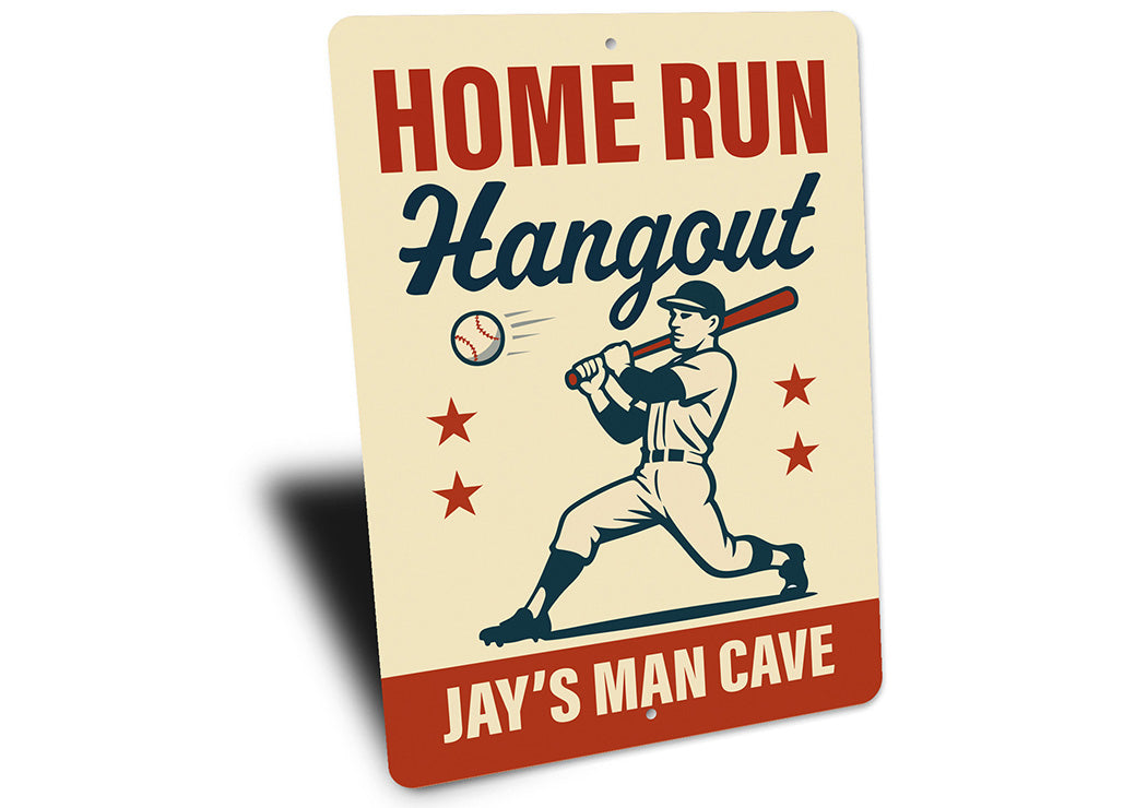 Personalized Sports Den Sign Home Run Hangout Metal