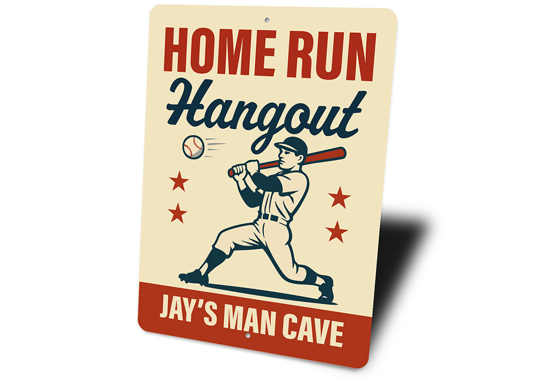 Personalized Sports Den Sign Home Run Hangout Metal