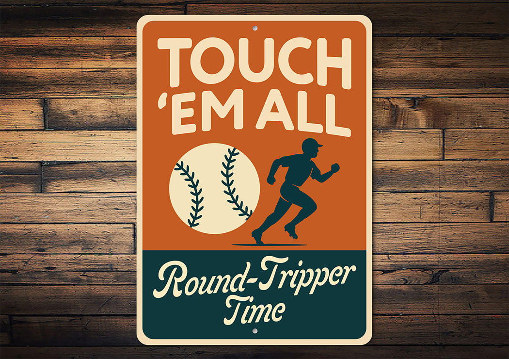 Round-Tripper Time Baseball Aluminum Home Run Sign