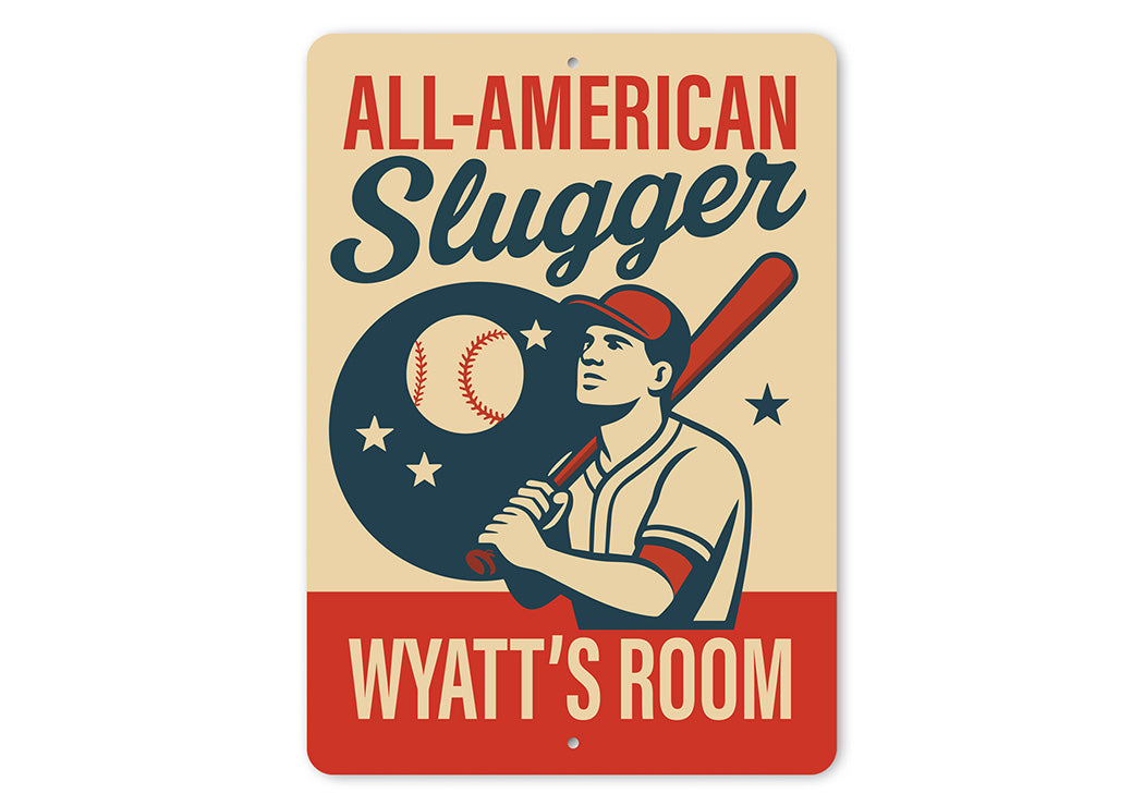 Vintage ALL-AMERICAN Slugger Aluminum Personalized Sign