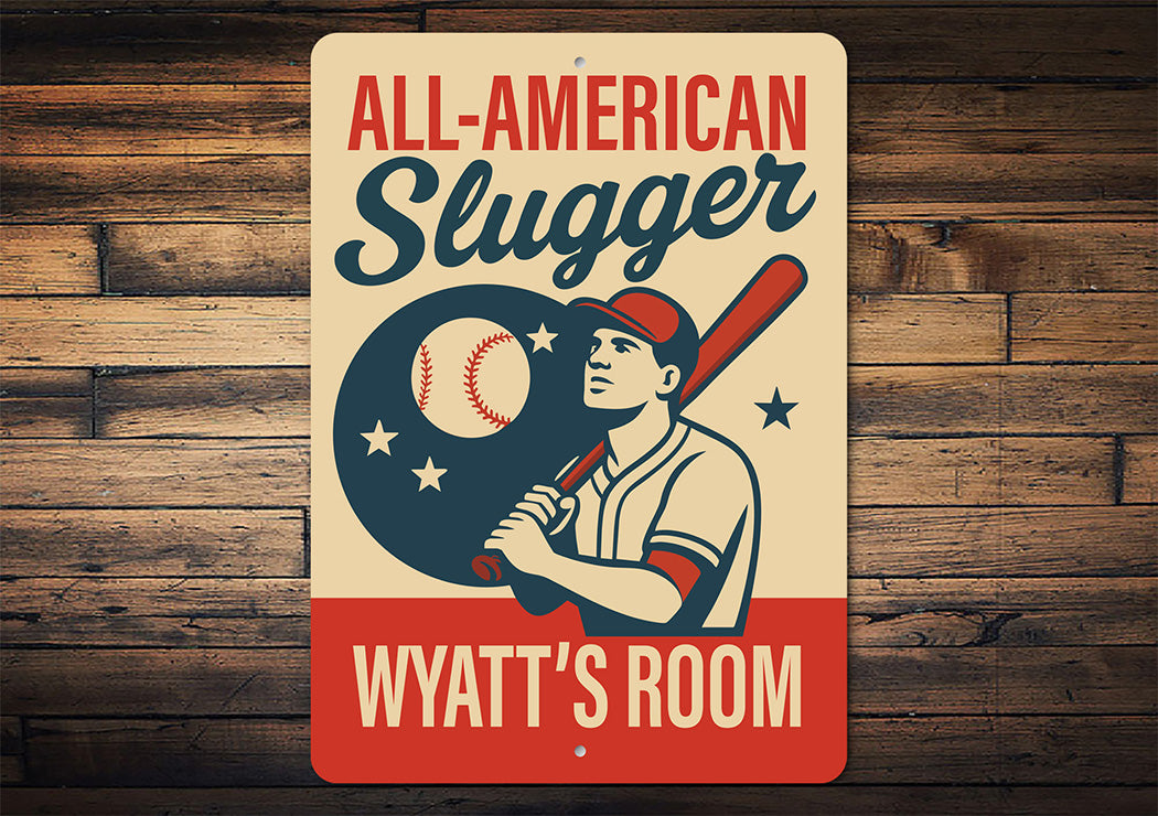 Vintage ALL-AMERICAN Slugger Aluminum Personalized Sign