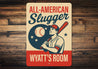 Vintage ALL-AMERICAN Slugger Aluminum Personalized Sign
