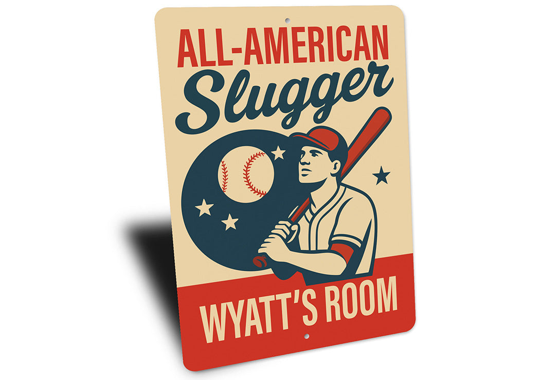 Vintage ALL-AMERICAN Slugger Aluminum Personalized Sign