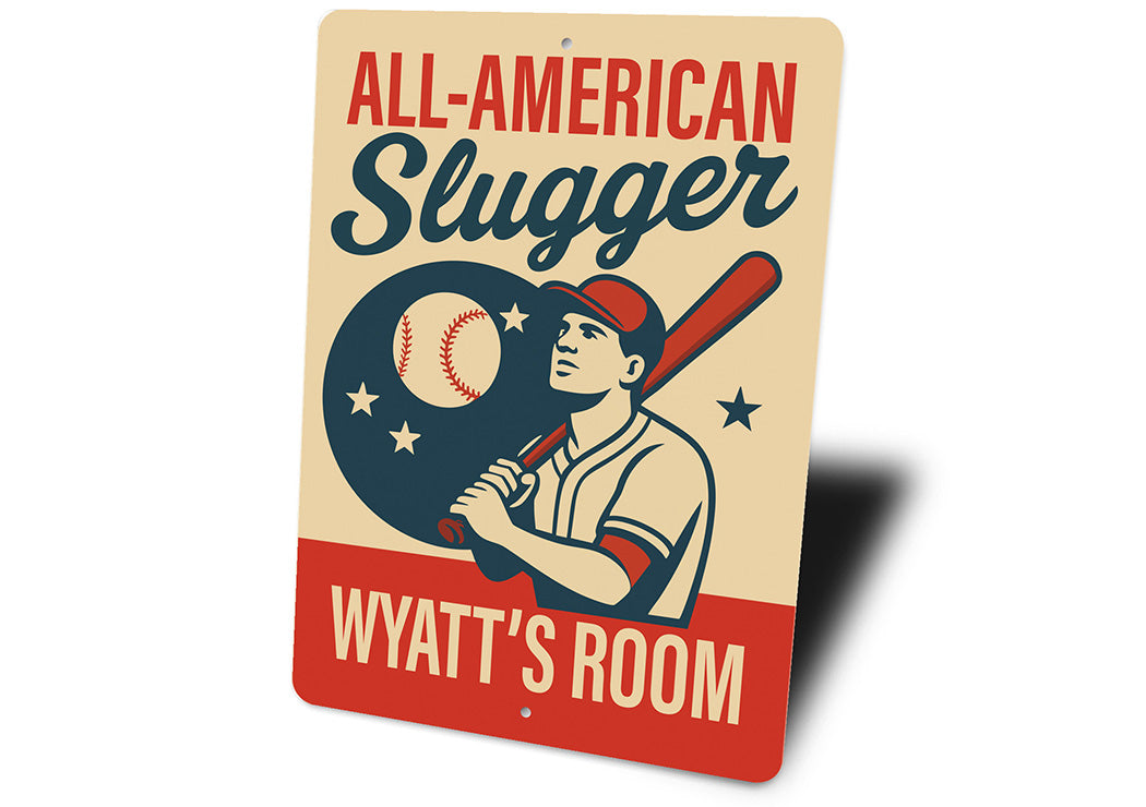 Vintage ALL-AMERICAN Slugger Aluminum Personalized Sign
