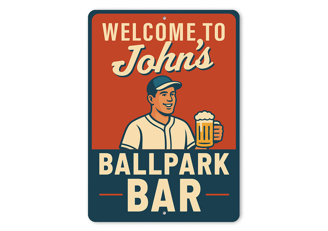 Personalized Ballpark Bar Aluminum Wall Art Sign