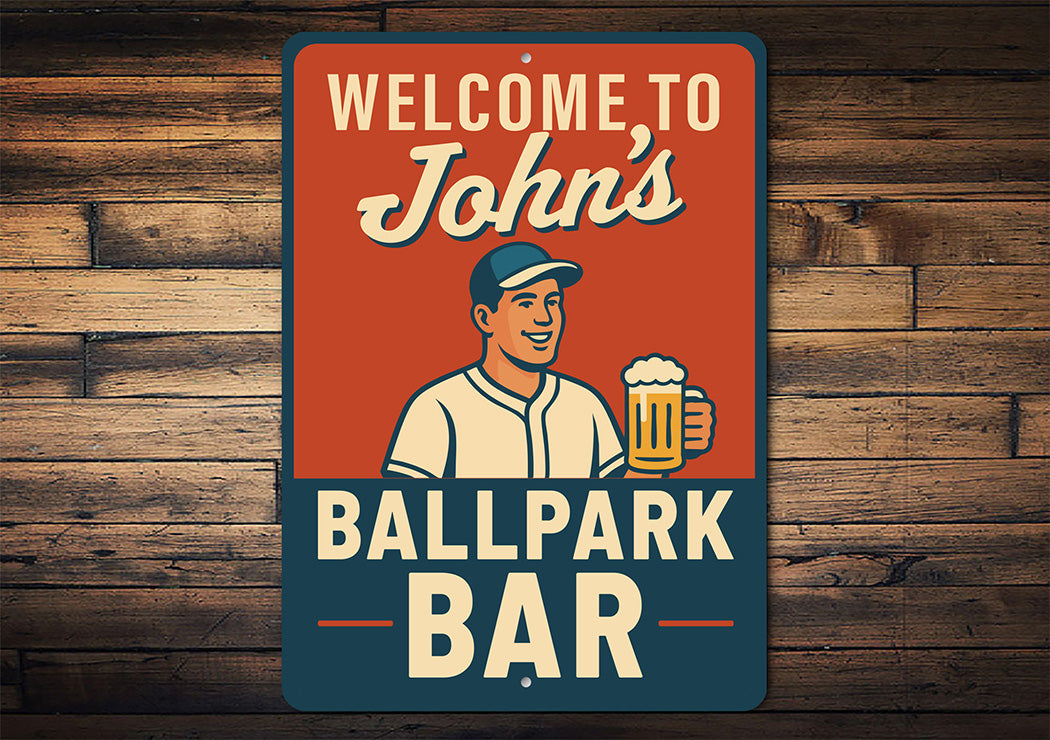Personalized Ballpark Bar Aluminum Wall Art Sign