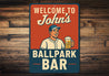 Personalized Ballpark Bar Aluminum Wall Art Sign