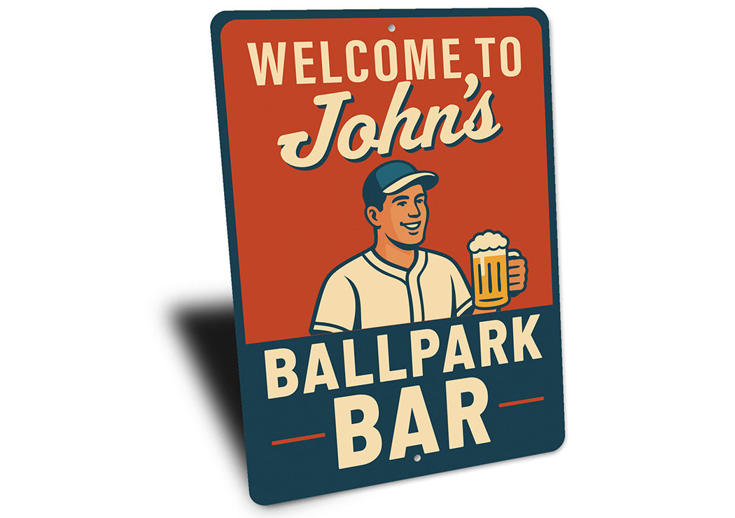Personalized Ballpark Bar Aluminum Wall Art Sign