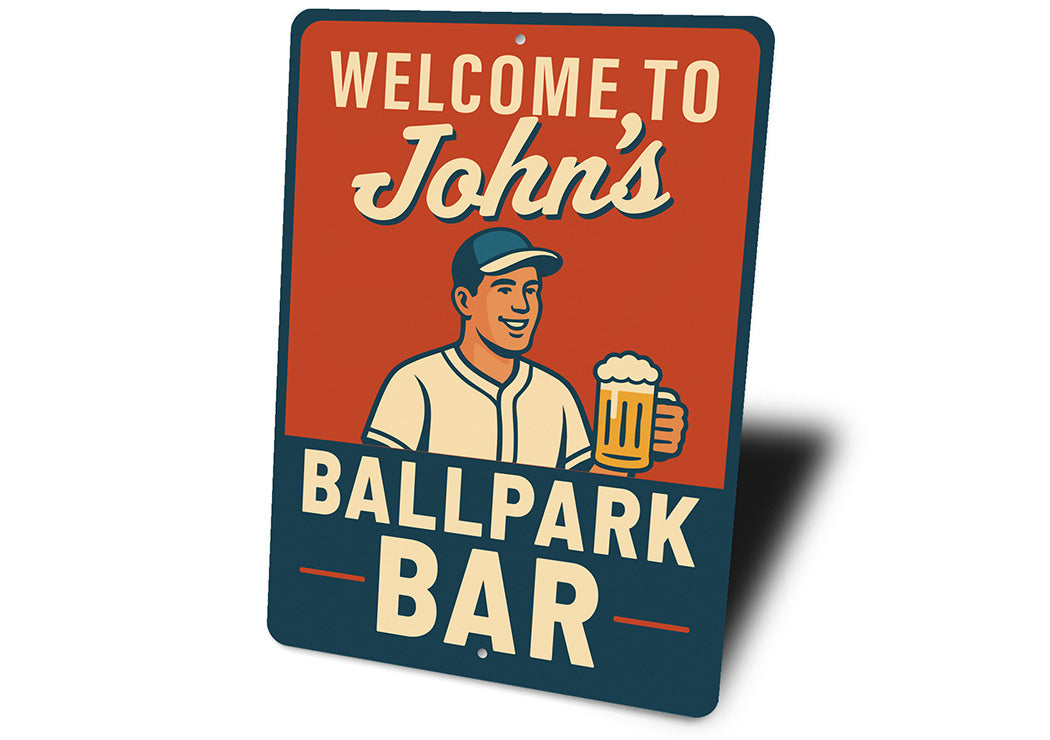 Personalized Ballpark Bar Aluminum Wall Art Sign