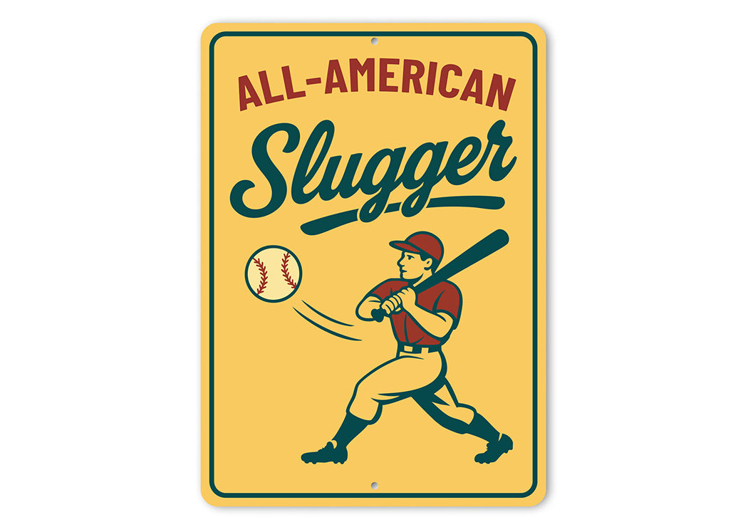 Slugger Baseball Sign - Vintage ALL-AMERICAN Decor