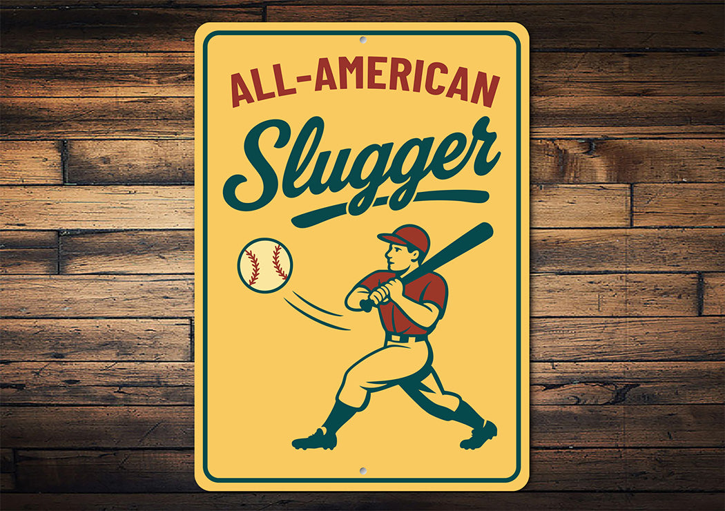 Slugger Baseball Sign - Vintage ALL-AMERICAN Decor