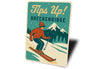 Vintage Tips Up! Breckenridge Ski Town Aluminum Sign