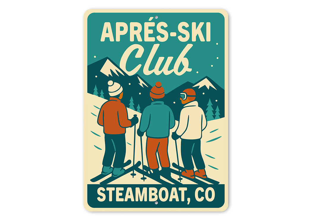 Vintage Après-Ski Club Aluminum Sign Steamboat, CO