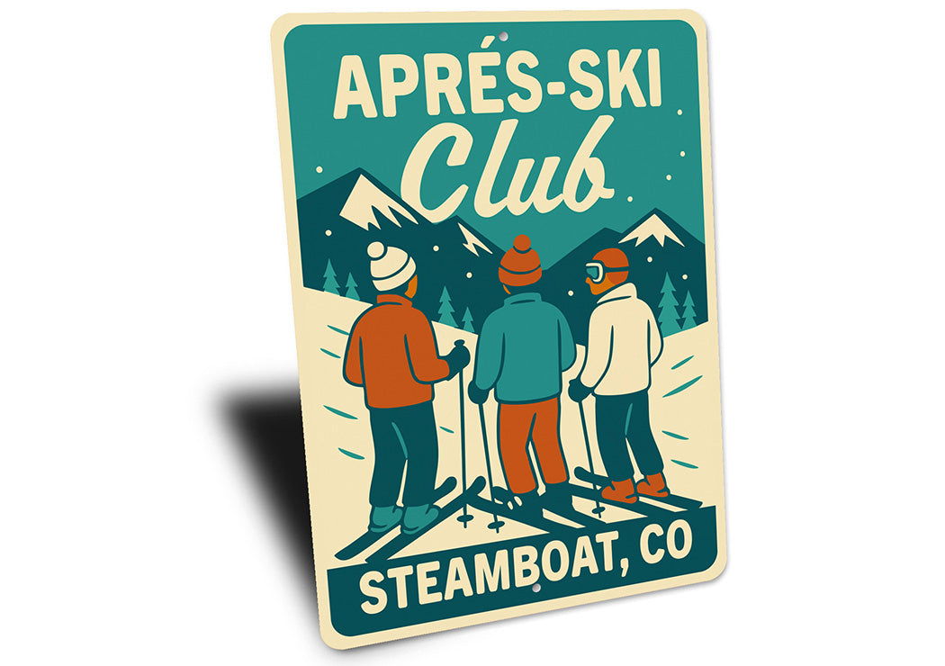 Vintage Après-Ski Club Aluminum Sign Steamboat, CO
