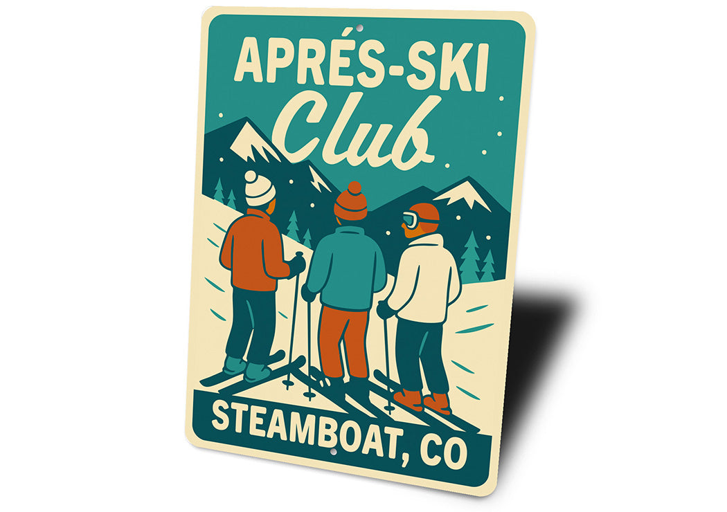 Vintage Après-Ski Club Aluminum Sign Steamboat, CO
