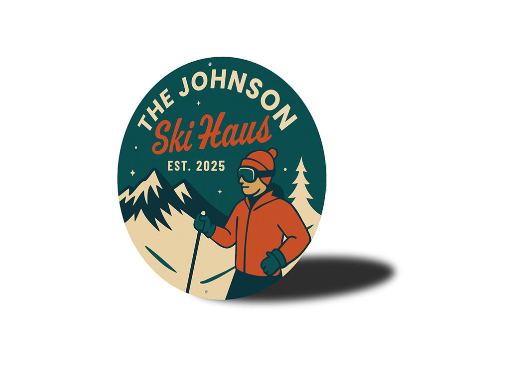 Vintage Personalized Ski Haus Aluminum Sign Est. 2025
