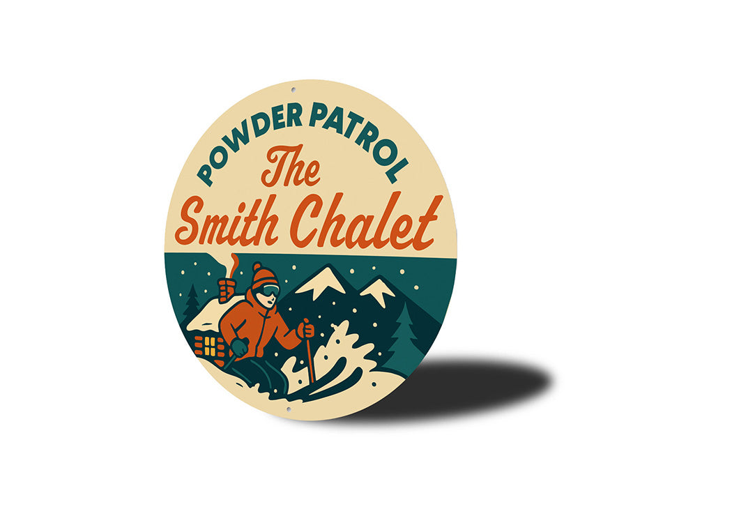 Vintage Powder Patrol Aluminum Sign Personalised Chalet