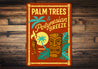 Vintage Palm Trees And Polynesian Aluminum Tiki Sign