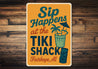 Vintage Sip Happens at the Tiki Shack Aluminum Sign
