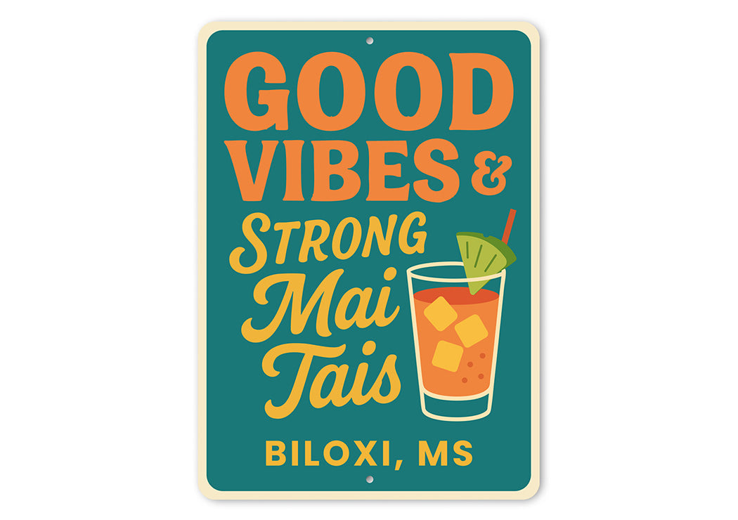 Retro Tiki Bar Sign Good Vibes And Mai Tais Decor