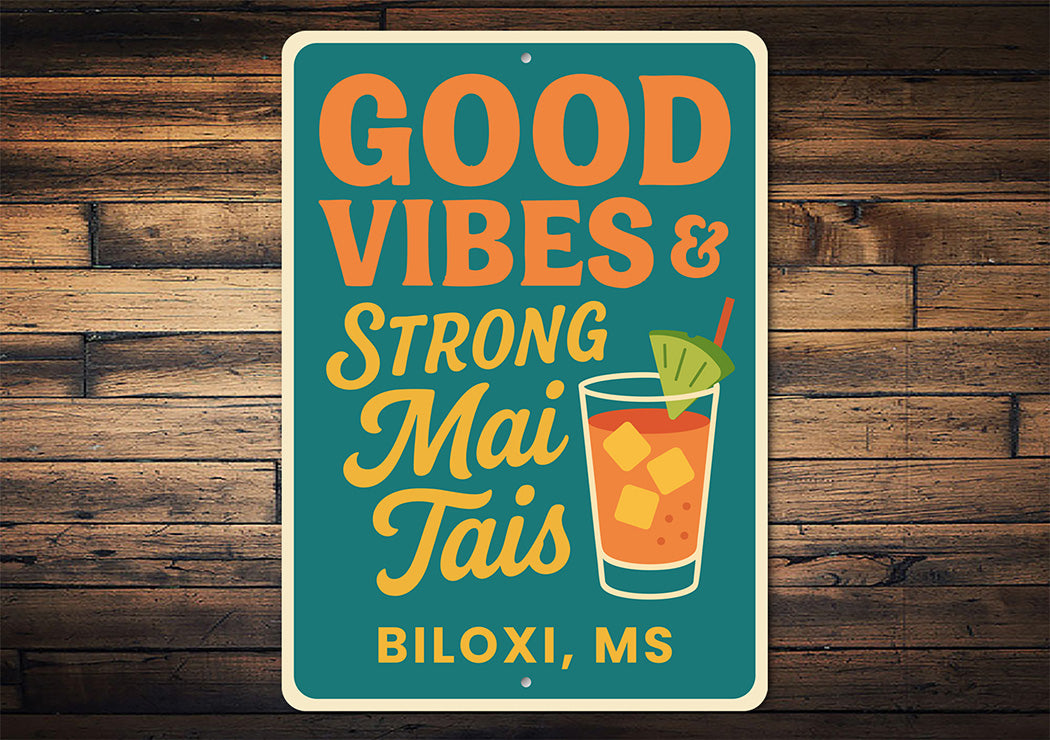 Retro Tiki Bar Sign Good Vibes And Mai Tais Decor