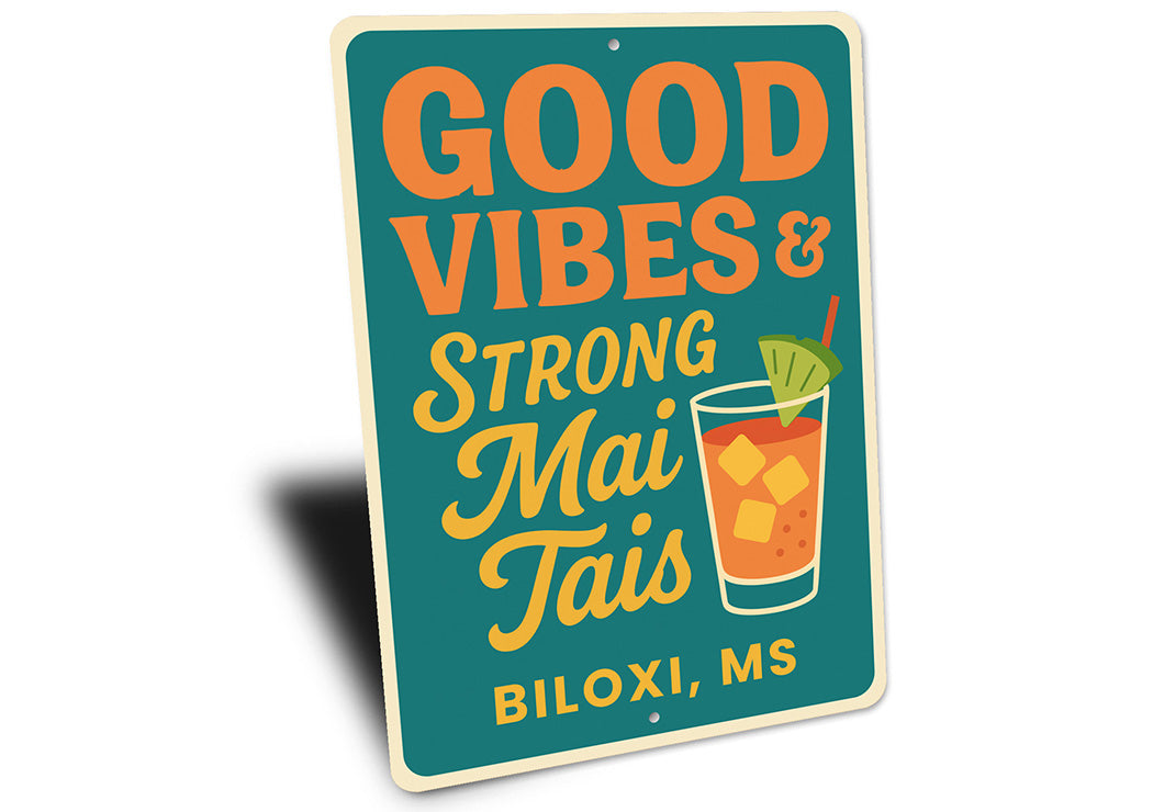 Retro Tiki Bar Sign Good Vibes And Mai Tais Decor
