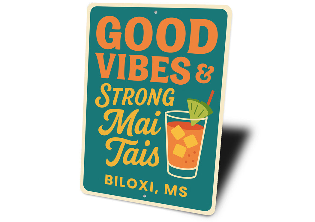 Retro Tiki Bar Sign Good Vibes And Mai Tais Decor