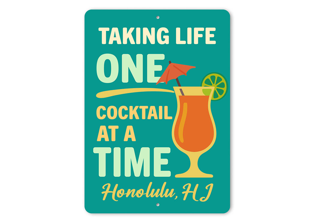 Retro Bar Metal Sign One Cocktail at a Time Decor