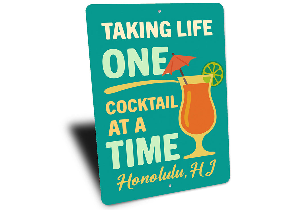 Retro Bar Metal Sign One Cocktail at a Time Decor