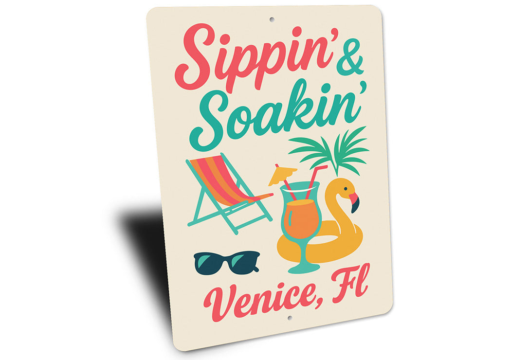 Retro Beach Bar Sign Sippin Soakin Florida Decor