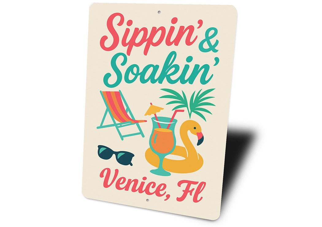 Retro Beach Bar Sign Sippin Soakin Florida Decor