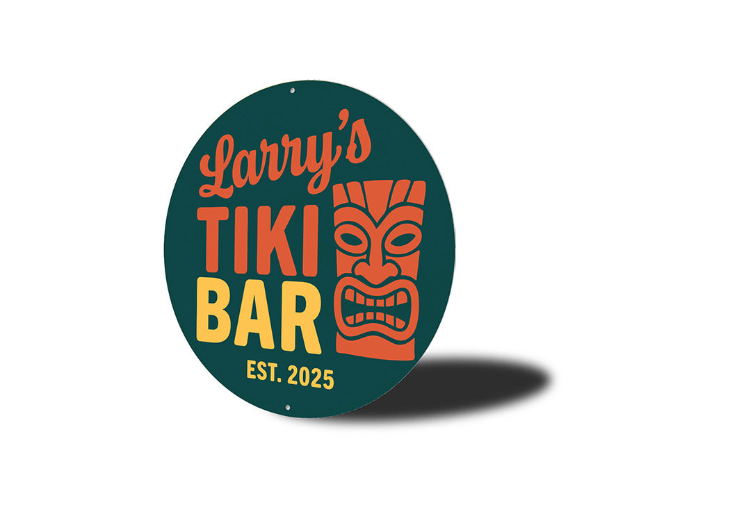 Retro Tiki Bar Metal Sign Personalized Est. 2025 Decor