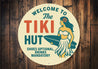 Vintage Welcome to The Tiki Hut Metal Sign Shoes Optional