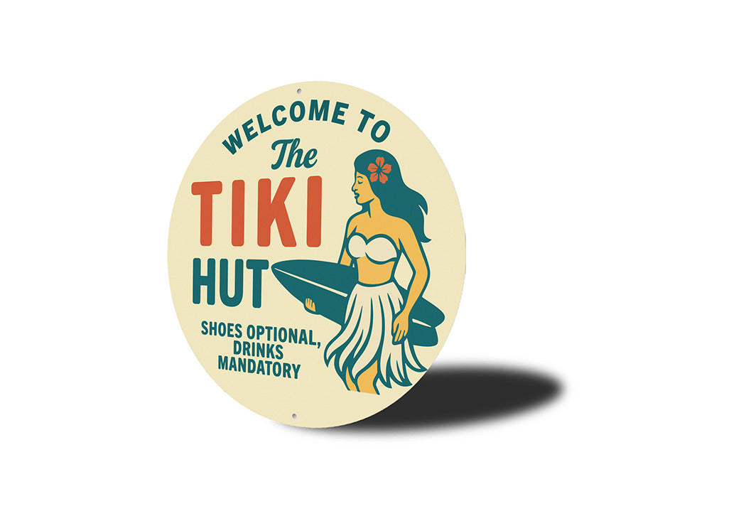 Vintage Welcome to The Tiki Hut Metal Sign Shoes Optional