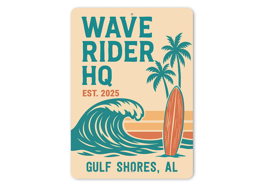 Retro Beach Surf Sign Wave Rider HQ Gulf Shores Decor
