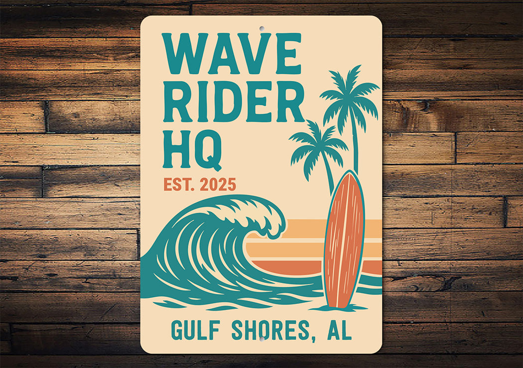 Retro Beach Surf Sign Wave Rider HQ Gulf Shores Decor
