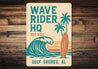 Retro Beach Surf Sign Wave Rider HQ Gulf Shores Decor