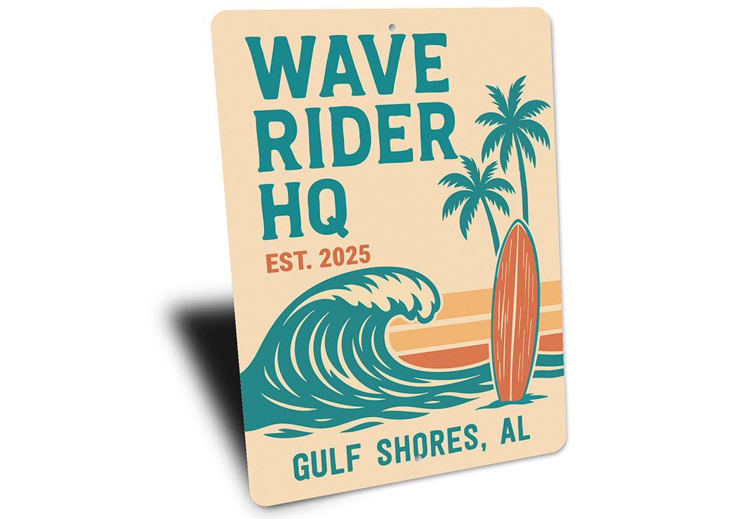 Retro Beach Surf Sign Wave Rider HQ Gulf Shores Decor