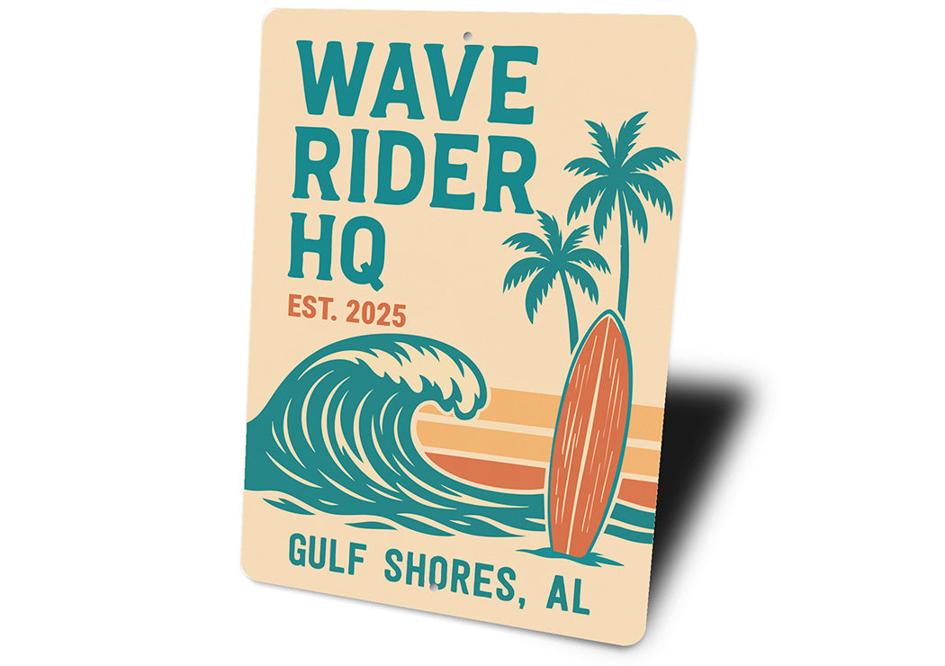 Retro Beach Surf Sign Wave Rider HQ Gulf Shores Decor