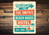 Retro Beach Hotel Metal Sign Personalized Gulf Shores Decor