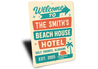 Retro Beach Hotel Metal Sign Personalized Gulf Shores Decor