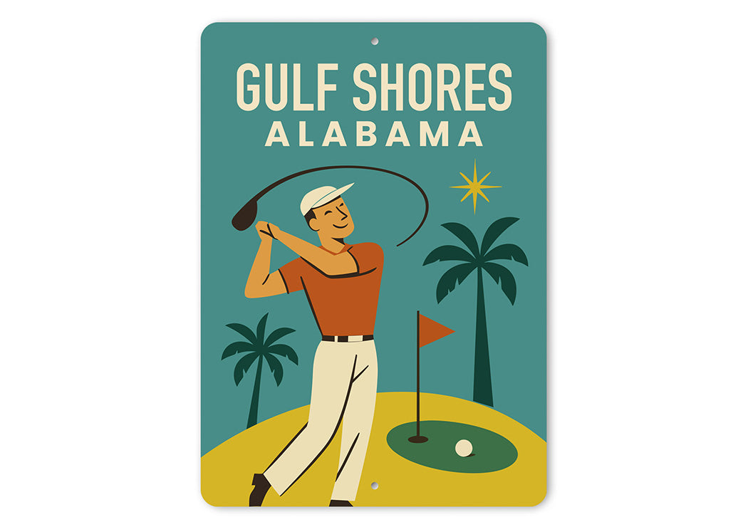Vintage Gulf Shores Alabama Aluminum Beach Sign