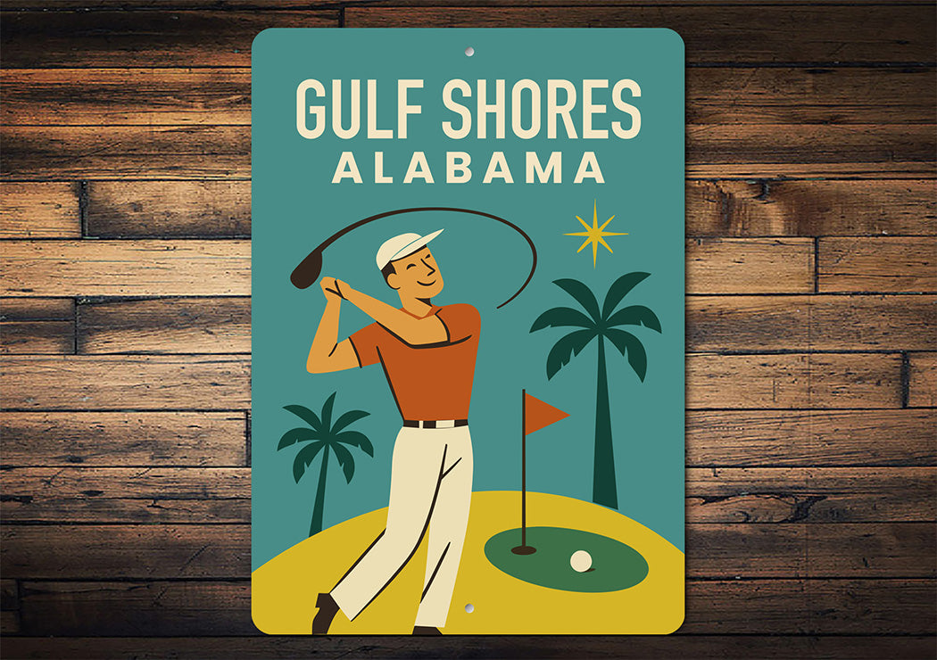 Vintage Gulf Shores Alabama Aluminum Beach Sign